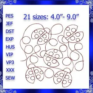 Ladybug quilt block Embroidery Design Ladybug quilting machine embroidery Edge to edge quilting embroidery design Ladybug quilt block #296