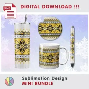 Christmas Knitted Mini Bundle – Tumbler, Mug, Pen, Coaster.