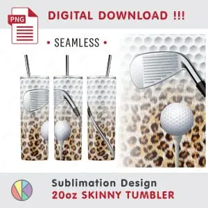 Golf Leopard Sublimation Pattern – 20 oz Skinny Tumbler.