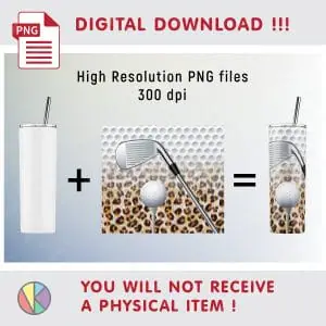 Golf Leopard Sublimation Pattern – 20 oz Skinny Tumbler.