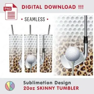 Golf Leopard Sublimation Pattern – 20 oz Skinny Tumbler.