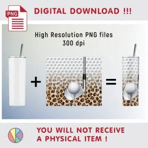 Golf Leopard Sublimation Pattern – 20 oz Skinny Tumbler.