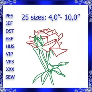 Rose machine Embroidery Design Flower machine Embroidery Design Floral embroidery Rosebud embroidery Rose bud Flower Floral design #400
