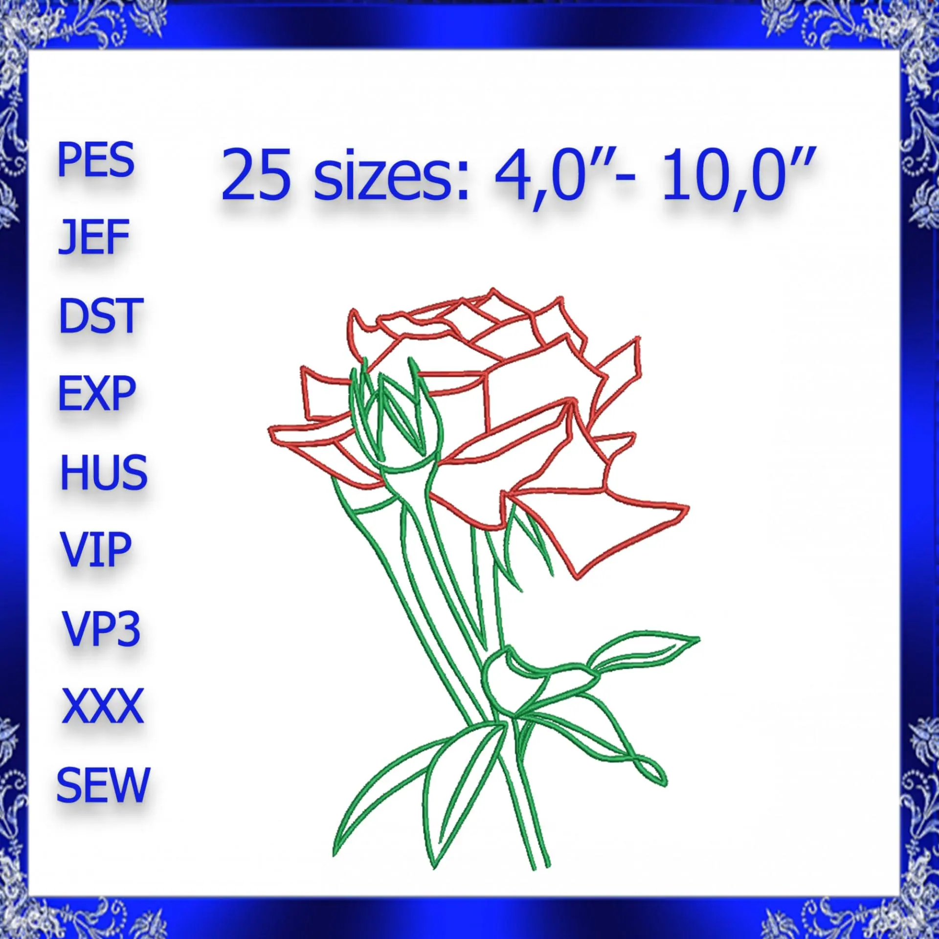 Rose machine Embroidery Design 1 Rose machine Embroidery Design Flower machine Embroidery Design Floral embroidery Rosebud embroidery Rose bud Flower Floral design #400