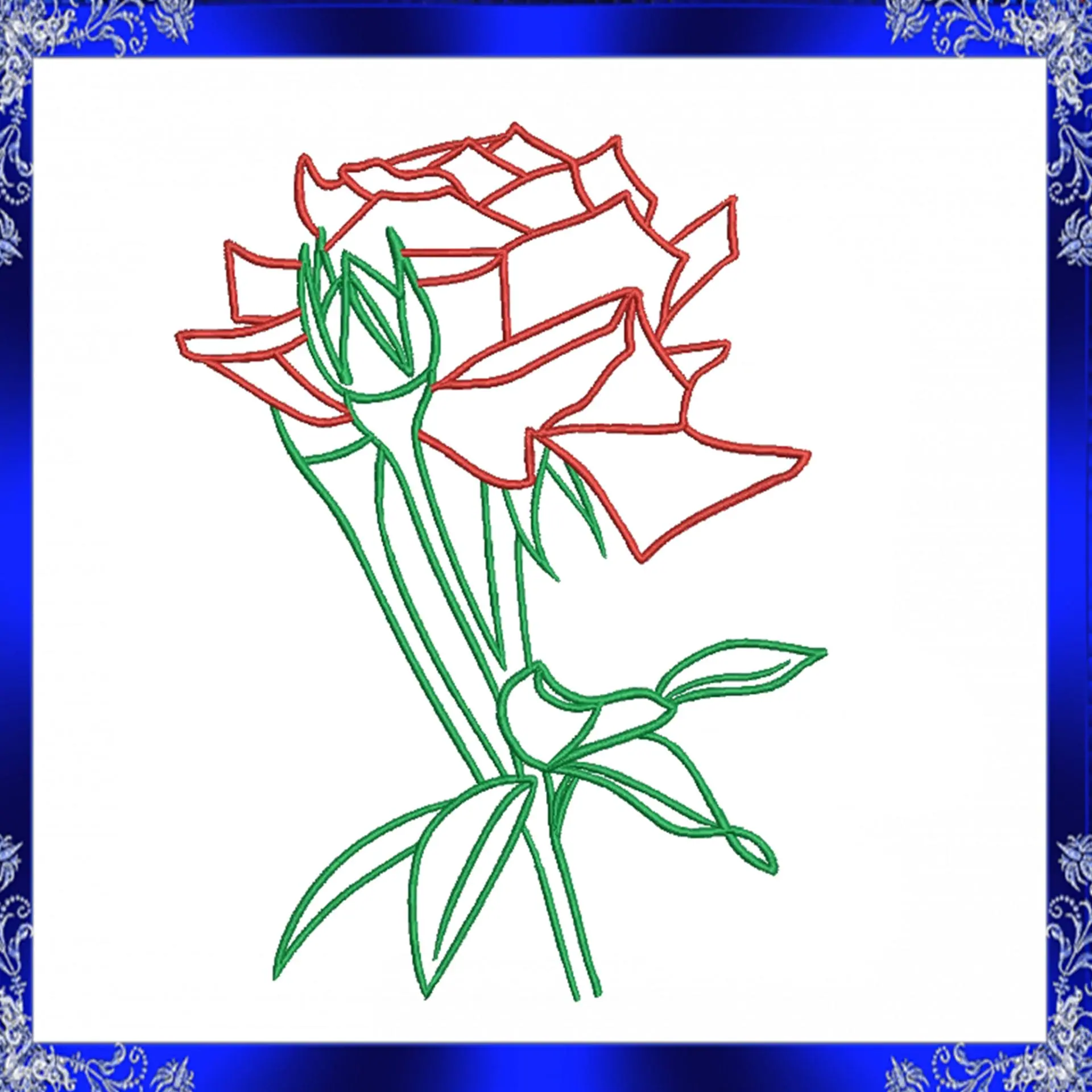 Rose machine Embroidery Design 2 Rose machine Embroidery Design - Image 2