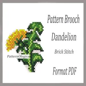 Dandelion bead brooch pattern Dandelion bead pattern Flower bead pattern Beading patterns Olegirabeadpatterns