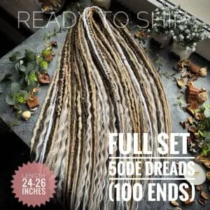 In stock Viking dreadlocks extensions. Blonde, brown dreads.