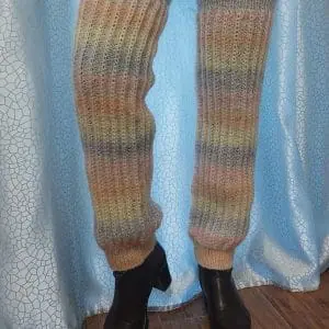 Long mohair leggings, warm cuffs in white, blue and pink colors