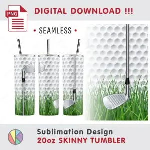 Golf Sublimation Pattern – 20 oz Skinny Tumbler.