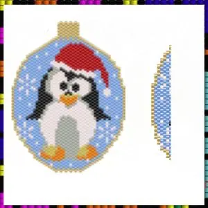 Christmas ball Peyote pattern Christmas penguin Tree decoration PDF file