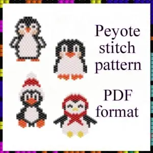 Peyote pattern Penguin Set Christmas tree decoration PDF file