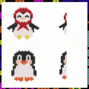 Peyote pattern Penguin Set Christmas tree decoration PDF file