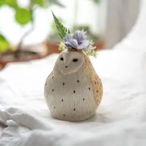Cute Ceramic Barn Owl Bud Vase Owl lover gift