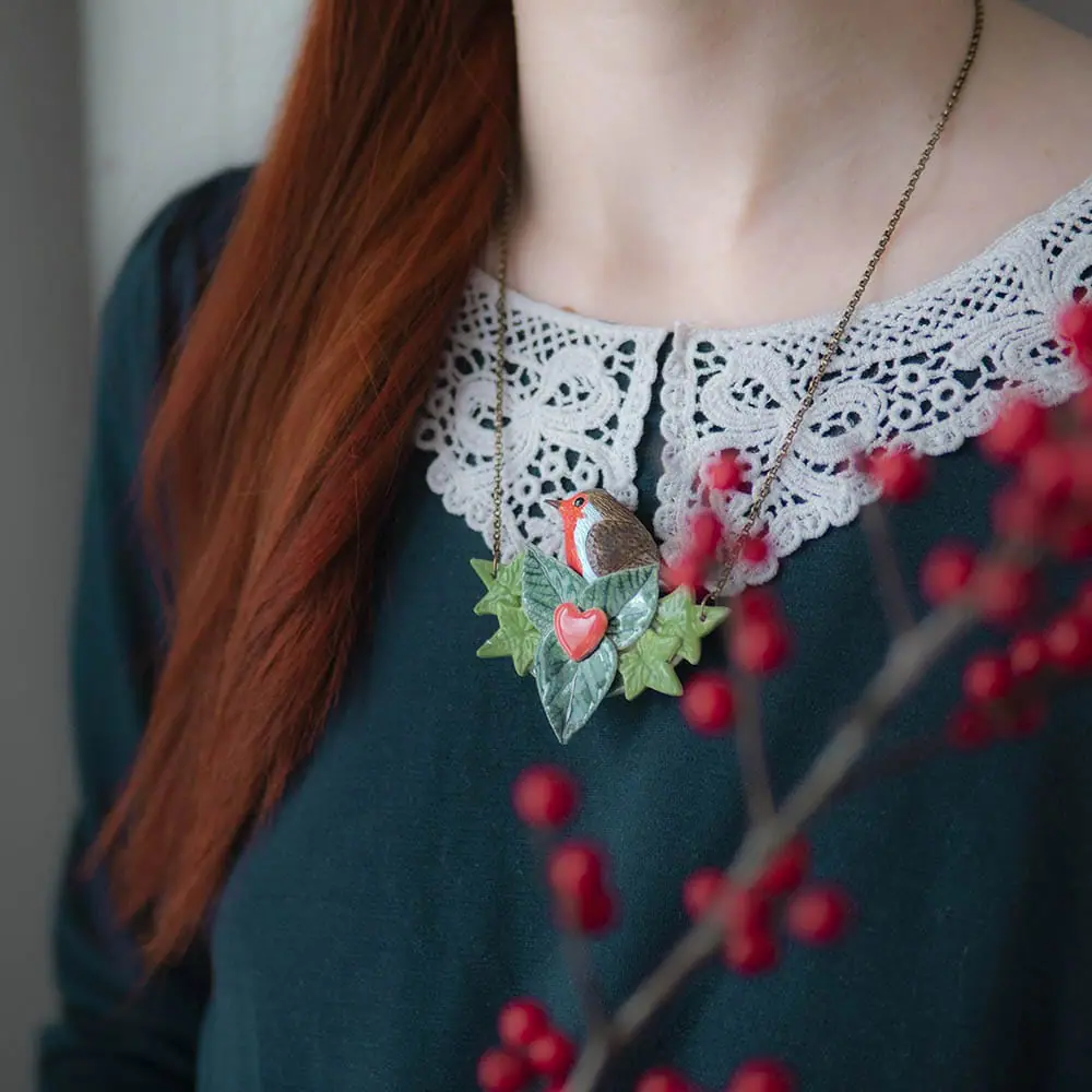 Adorable Ceramic Robin Bird Necklace 7 Adorable Ceramic Robin Bird Necklace - Image 7
