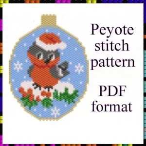 Peyote pattern Bullfinch Christmas ball Tree decoration PDF file