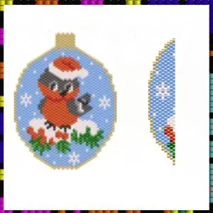 Peyote pattern Bullfinch Christmas ball Tree decoration PDF file