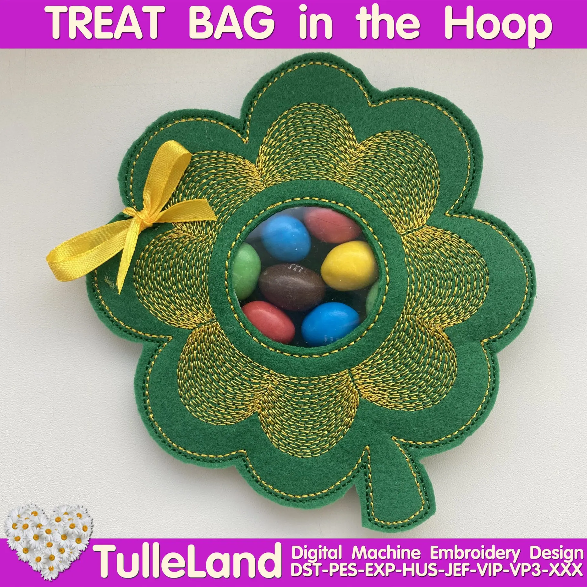 Clover St. Patrick Day Peekaboo Treat Bag machine embroidery 1 digital_design_toy_treat_bag_clover