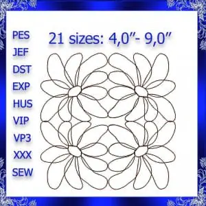 Quilting flower Embroidery Design Quilting Swirly Machine Embroidery Design quilting flower quilting block stipple embroidery stippling #350