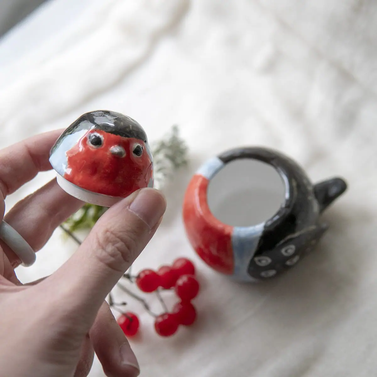 Cute Ceramic Robin bird trinket box Bird jewelry box 2 Cute Ceramic Robin bird trinket box Bird jewelry box - Image 2