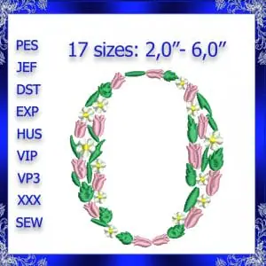 Letter O Monogram Embroidery Floral O monogram Fancy Vine Monogram Embroidery floral monogram embroidery fancy letter O Capital O #353