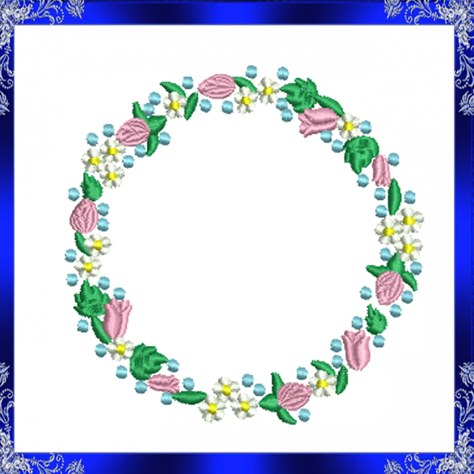 Flower Frame embroidery Floral Wreath Frame Embroidery 2 Flower Frame embroidery Floral Wreath Frame Embroidery - Image 2