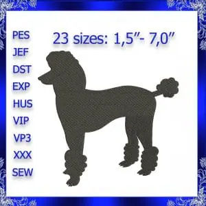 Poodle Silhouette machine embroidery design Instant Download Puppy Embroidery Design Dog poodle Embroidery Design Silhouette poodle #354
