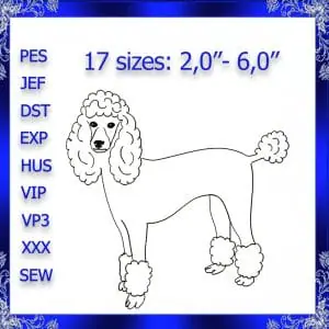 Poodle Silhouette machine embroidery design