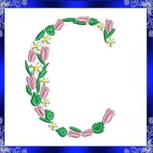Letter C Monogram Embroidery Floral C monogram Fancy
