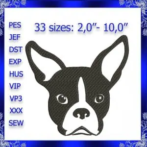 Boston Terrier embroidery design instant download Dog machine embroidery Pet Embroidery design stitch dog puppy embroidery design #357
