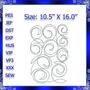 10.5x16 Quilting Swirls machine Embroidery Design Quilting Swirly Embroidery Design quilting swirls quilting block stipple 10.5x16 #109