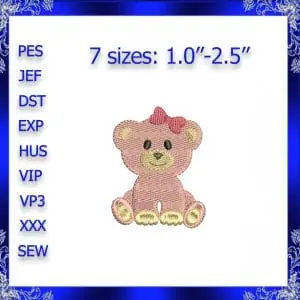 Mini Bear Embroidery design BEAR machine Embroidery design girl Bear Embroidery INSTANT DOWNLOAD Newborn design kids embroidery #108