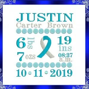 Birth Announcement template machine Embroidery Design