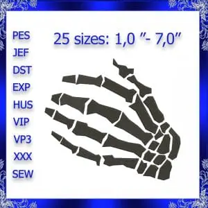 Skeleton hand Embroidery Design hands Skeleton Embroidery Design