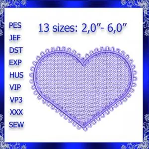 FSL Heart machine embroidery Heart Free standing lace embroidery design Heart Lace embroidery heart Design Embroidery FSL #407