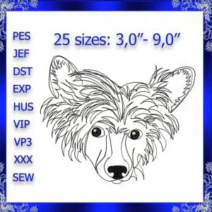 Chinese crested machine embroidery design Chinese