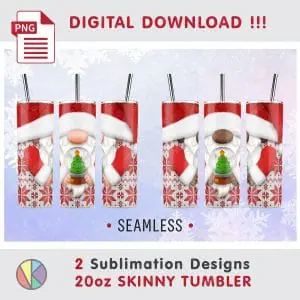 2 Cute Christmas gnomes – 20oz SKINNY TUMBLER.