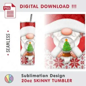 2 Cute Christmas gnomes – 20oz SKINNY TUMBLER.