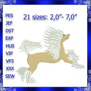 Chinese crested embroidery design Instant download