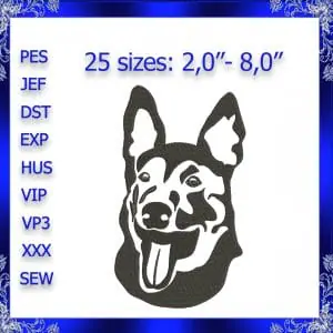 German Shepherd embroidery design instant download machine embroidery design German Shepherd head Embroidery Design #423