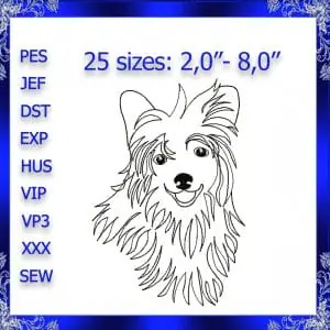 Chinese crested powder puff machine embroidery design