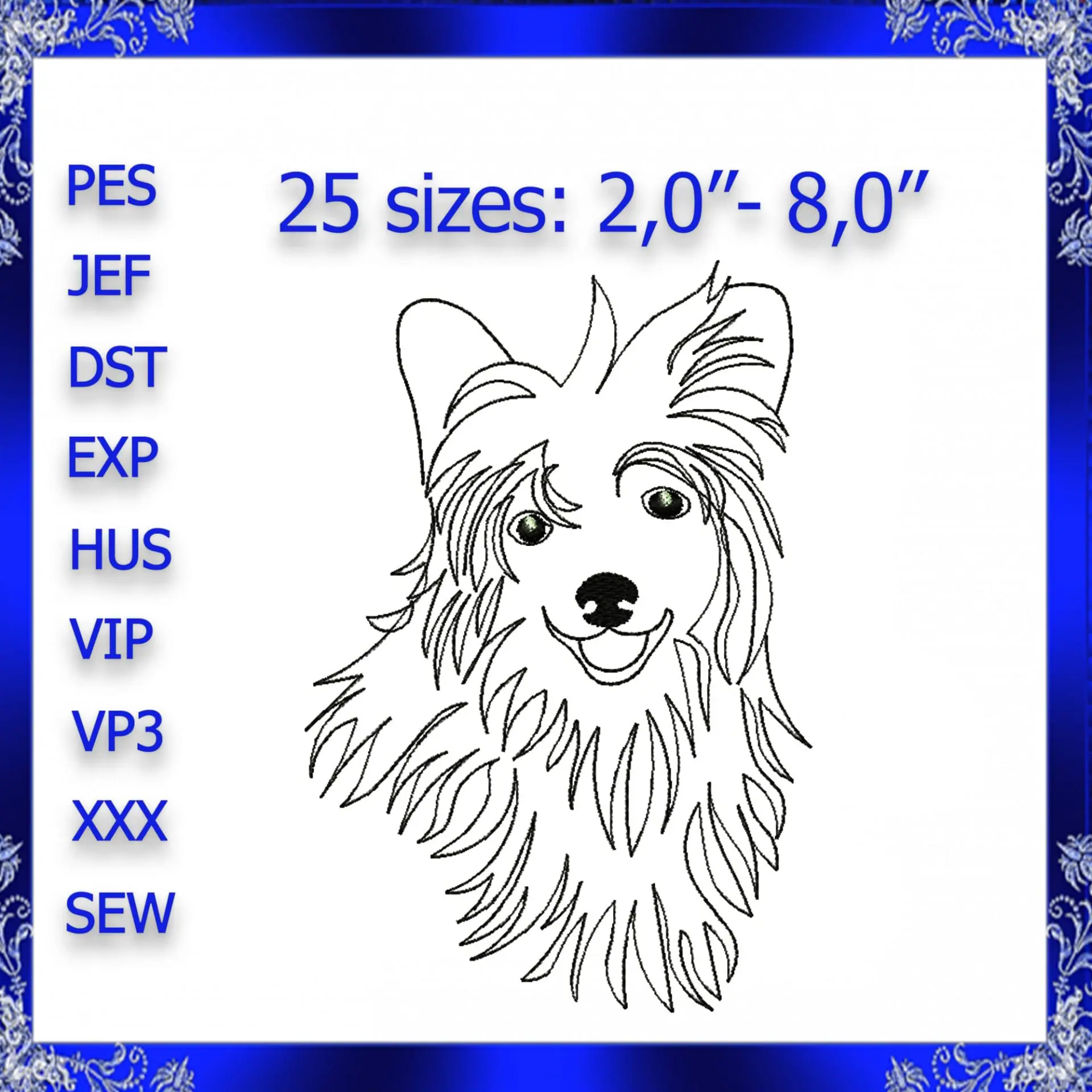 Chinese crested powder puff machine embroidery design 1 Chinese crested powder puff machine embroidery design