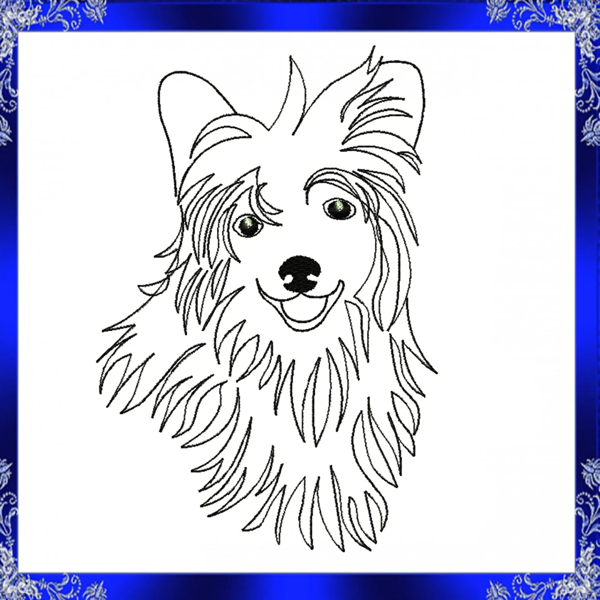 Chinese crested powder puff machine embroidery design 3 Chinese crested powder puff machine embroidery design - Image 3