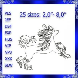 Chinese crested embroidery design Instant download