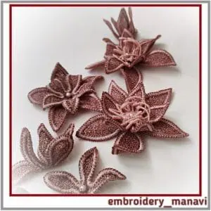 Delicate Floral Elegance: FSL In The Hoop Embroidery Designs