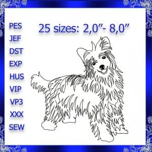 Chinese crested powder puff machine embroidery design