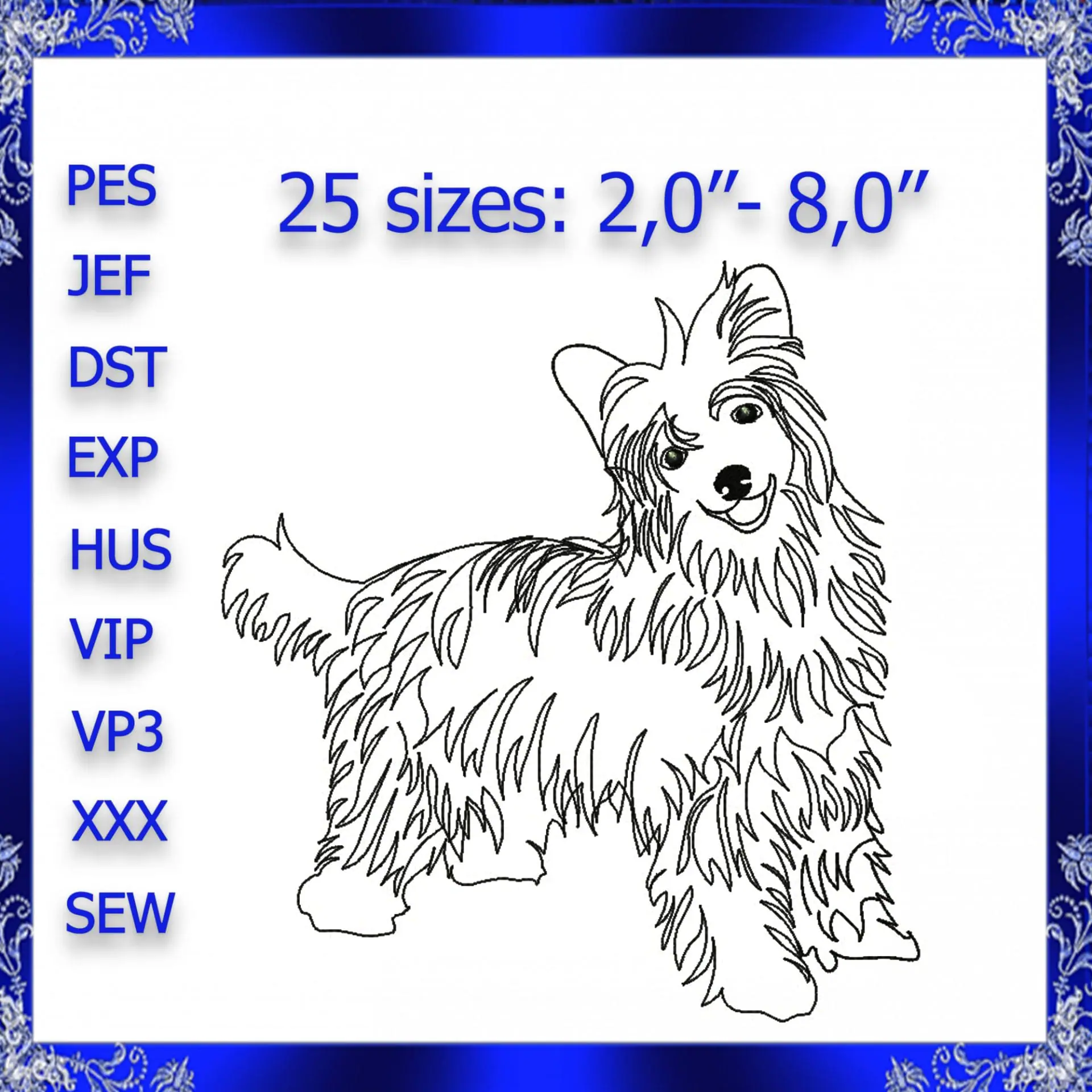 Chinese crested powder puff machine embroidery design 1 Chinese crested powder puff machine embroidery design