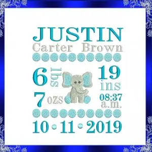 Birth Announcement template machine Embroidery Design
