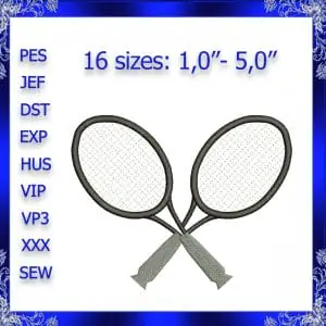 Tennis Racket Embroidery design Instant Download