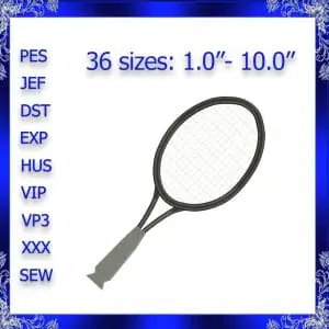 Tennis Racket Embroidery design Instant Download