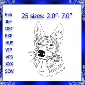 German Shepherd embroidery design instant download